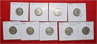 (9) Buffalo Nickels, 1915-S to 1927, Mixed Dates
