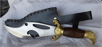 Knife w/ Leather Sheath, Eagle Pommel