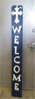 Handcrafted Wooden Navy & White "Welcome" Sign