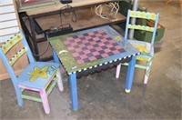 Children's Hand Painted Wooden Table & Chair Set