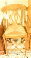 Contemporary Fruitwood rush seat high chair