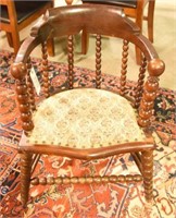 Victorian stick and ball half round side chair