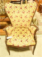 French Provincial floral upholstered highly