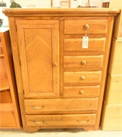 Contemporary Oak 7 drawer one door chifforobe