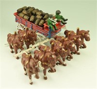 Vintage cast iron horse drawn wagon