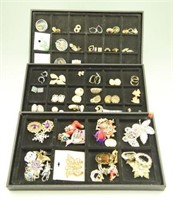 (3) Traylots of costume jewelry: Rhinestone