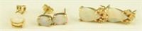 (2) Pairs of marked 14kt yellow gold and opal