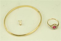 Ladies bracelet, ring and earring