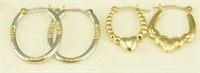 (2) Pairs of 14kt gold ladies earrings