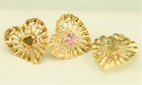 Pair of marked 14kt gold ladies heart earrings