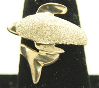 Coin silver figural dolphin ladies ring
