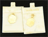 (2) 14 Yellow gold charms