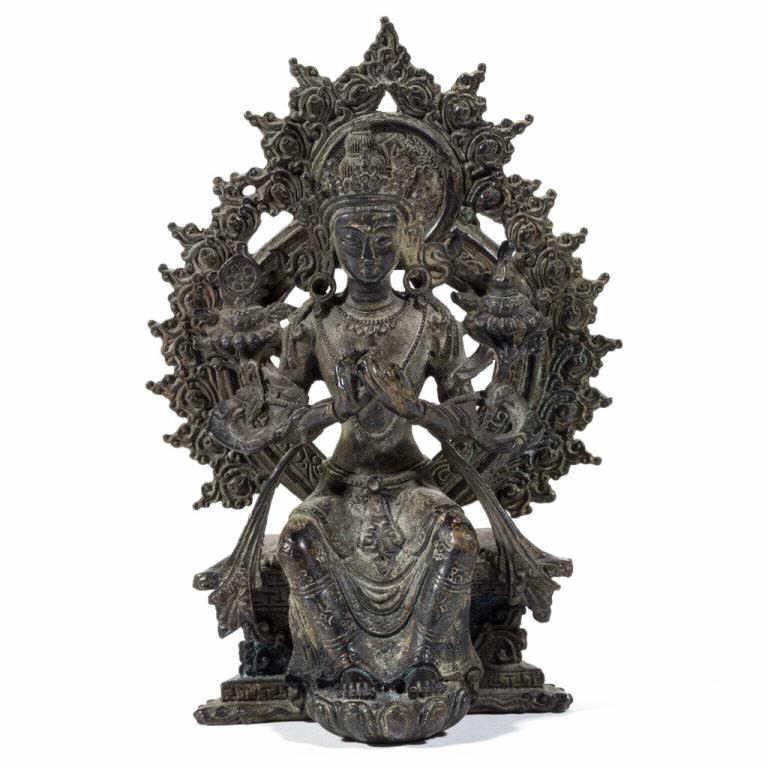 Sino-Tibetan bronze Maitreya Buddha, 5 3/4" HOA