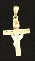 Marked 14kt gold religious cross charm
