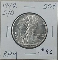 1942- D / D Walking Liberty Half Dollar  MS