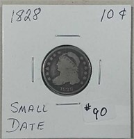 1828  Small date Capped Bust Dime  G+