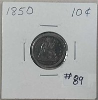 1850  Seated Dime  VF+