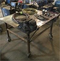 48"x57" Iron Work Table on Wheels