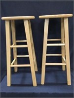 2 Wood Stools 29 In. Tall