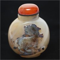 Chinese Snuff Bottle, Carved Hardstone