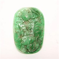 Chinese Jade Plaquet, Green with Carved Animals