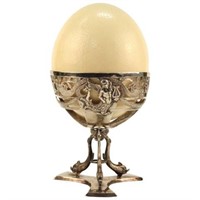 Antique Ostrich Egg with German Silver Stand