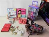 Nail makeup kit, container beads, carry bag etc