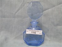 Czech blue 4" etched perfume bottle