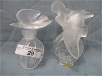 Lalique perfume bottles 4 1/2" & 3 3/4"