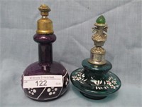 2 victorian enameled perfume bottles,