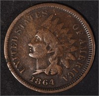 1864 "L" INDIAN CENT, VG/F