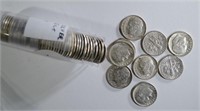 Roll of 52 Roosevelt 90% Silver Dimes
