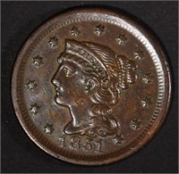 1851 LARGE CENT  XF