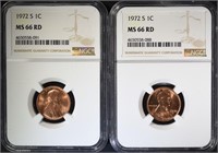 2 - 1972-S LINCOLN CENTS NGC MS66 RD