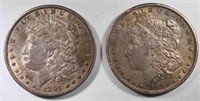 2-AU 1891-S MORGAN DOLLARS
