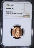 1974-S LINCOLN CENT NGC MS66 RD