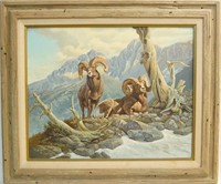 Hayden Lambson Long Horn Sheep Oil on canvas