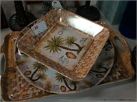 palm tree plate set