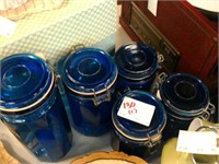 5 blue jars