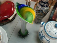 Blue , green , yellow vase