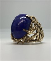 18KT YELLOW GOLD & LAPIS RING APPROX. 9.3 DWT