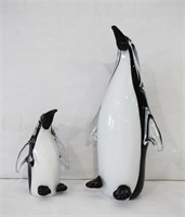 Pair Handblown Art Glass Penguins
