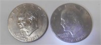 2 Bicentennial Eisenhower Dollars