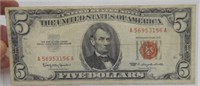 1963 Five Dollar Red Seal Note