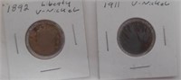 1892 and 1911 Liberty V Nickels