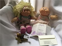 Pair of Cabbage Patch Dolls w/2 Figurines(1 is Boy
