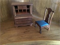 Dollhouse Drop Leaf Desk w/Upholstered Desk Chair