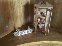 Dollhouse Tea Set & China Cabinet w/China