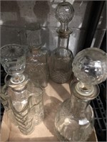 FOUOR GLASS DECANTORS W/ STOPPERS