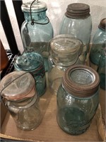 VARIETY OF BALL & OTHER ANTIQUE  JARS
